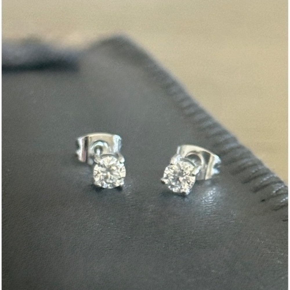 Sparkling Diamond .25 CT‎ Earrings 14k Gold over 925 Silver Solitaire